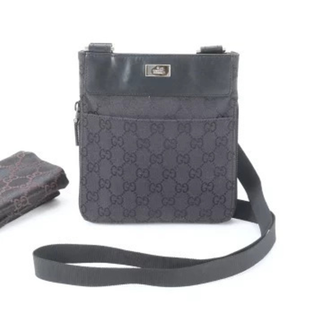 Gucci GG canvas leather shoulder bag crossbody messenger black